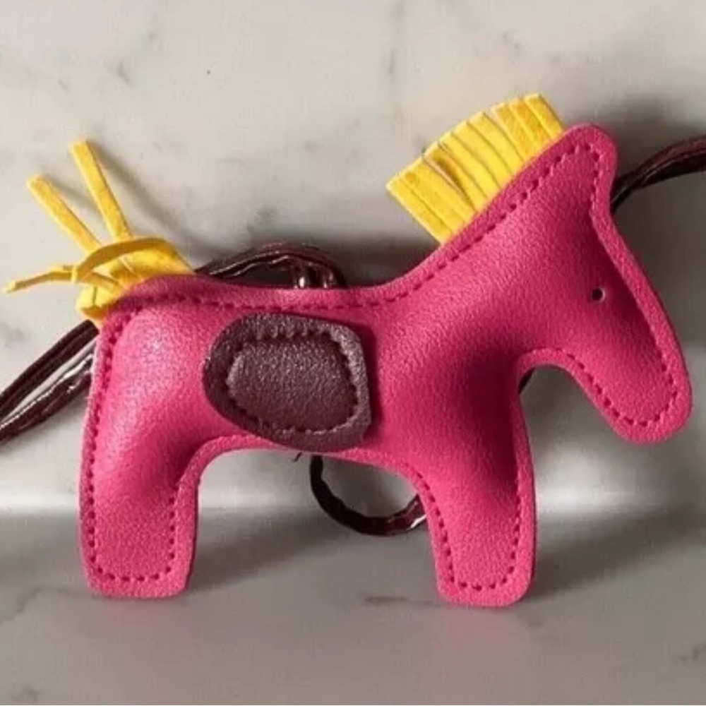 Handbag Accessories Charm , Horse, and Pink Cream Green Scarf. - Picture 3 of 5